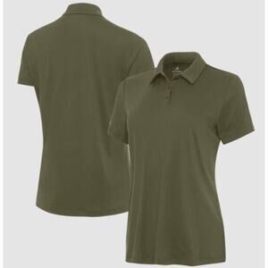 Antigua Apparel Women's Short Sleeve Reprocess Polo in Burnt Olive Large $49